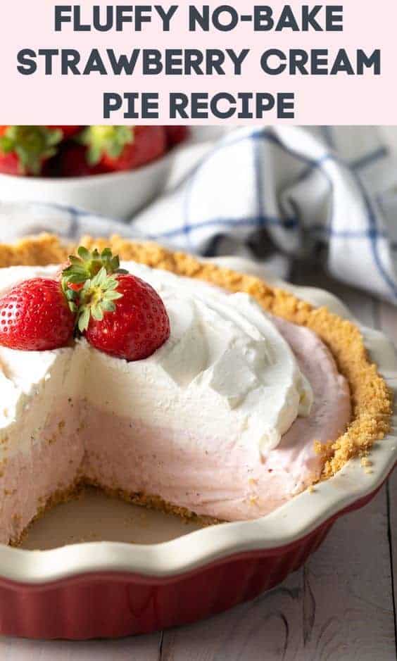 Fluffy No-Bake Strawberry cream pie recipes easy @ Melissa's Southern Kitchen