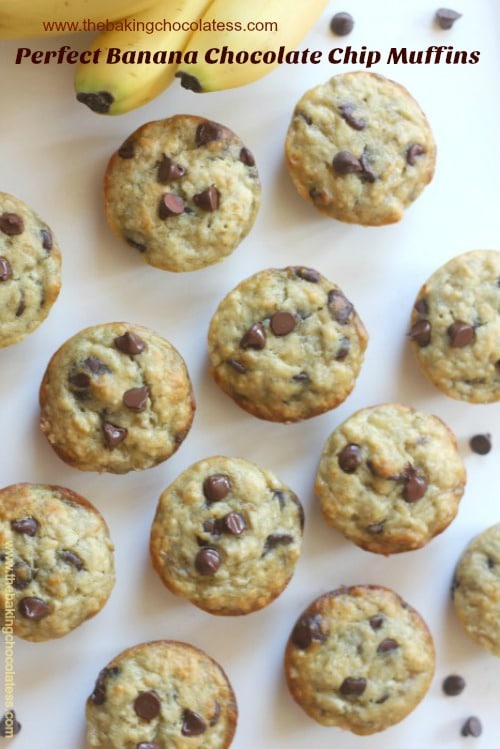 Perfect Banana Chocolate Chip Muffins! Fluffy & Moist recipe!