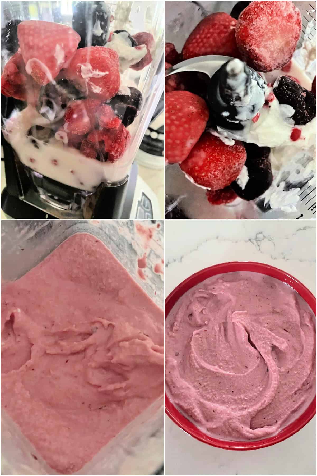 berry smoothie bowl with granola and seeds