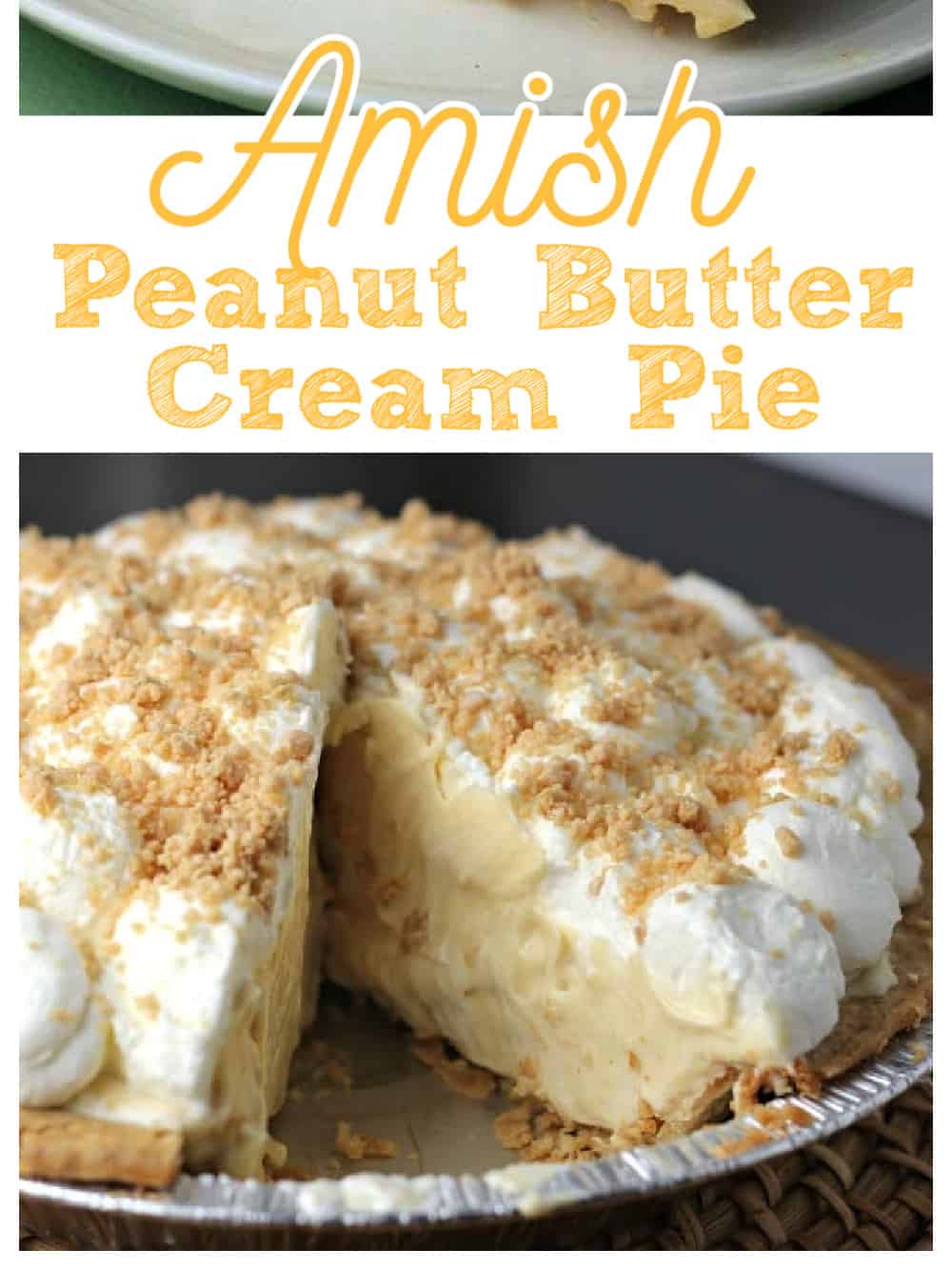 slice of Amish Peanut Butter Cream Pie removed