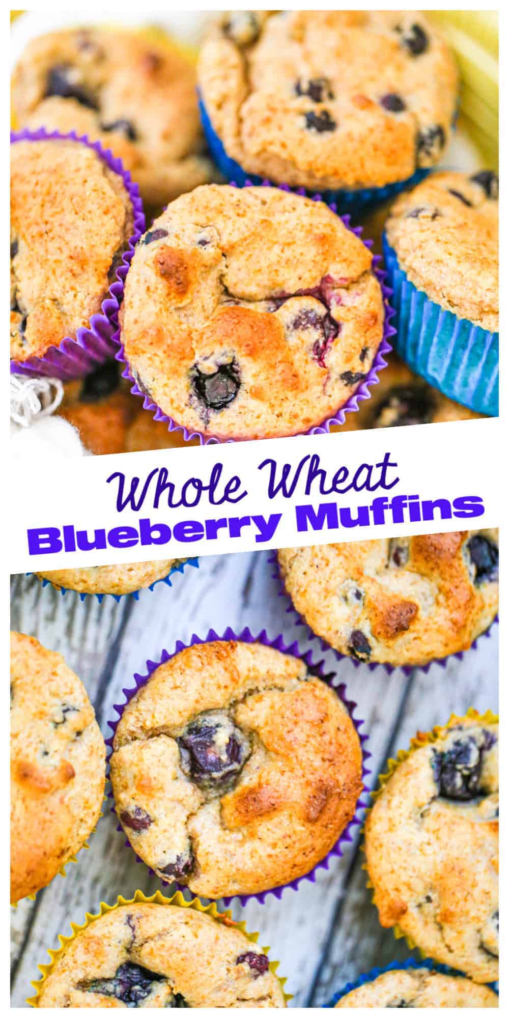Healthy Whole Wheat Blueberry Muffins - Sugar Free & Vegan Options
