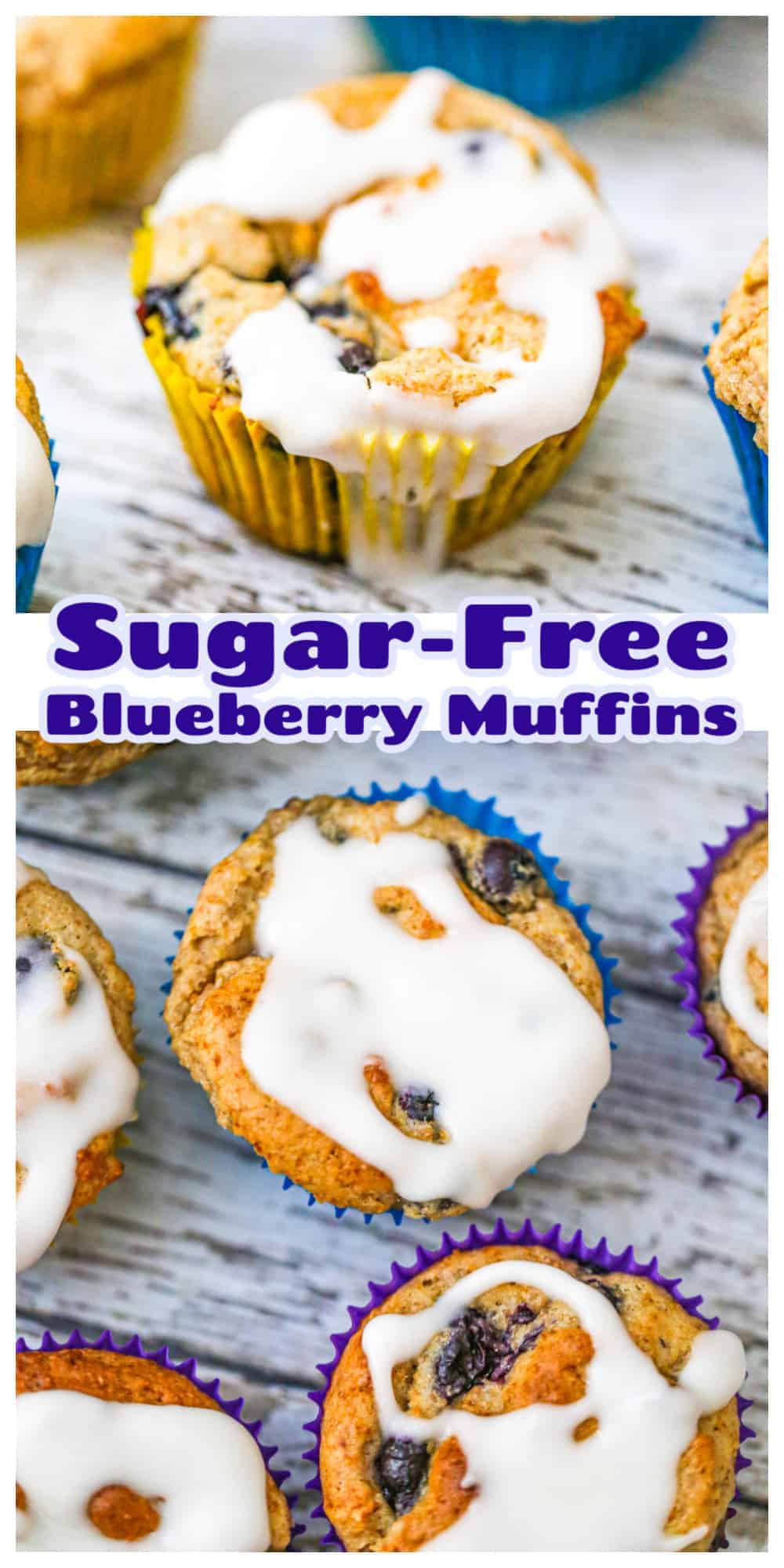 Healthy Whole Wheat Blueberry Muffins - Sugar Free & Vegan Options