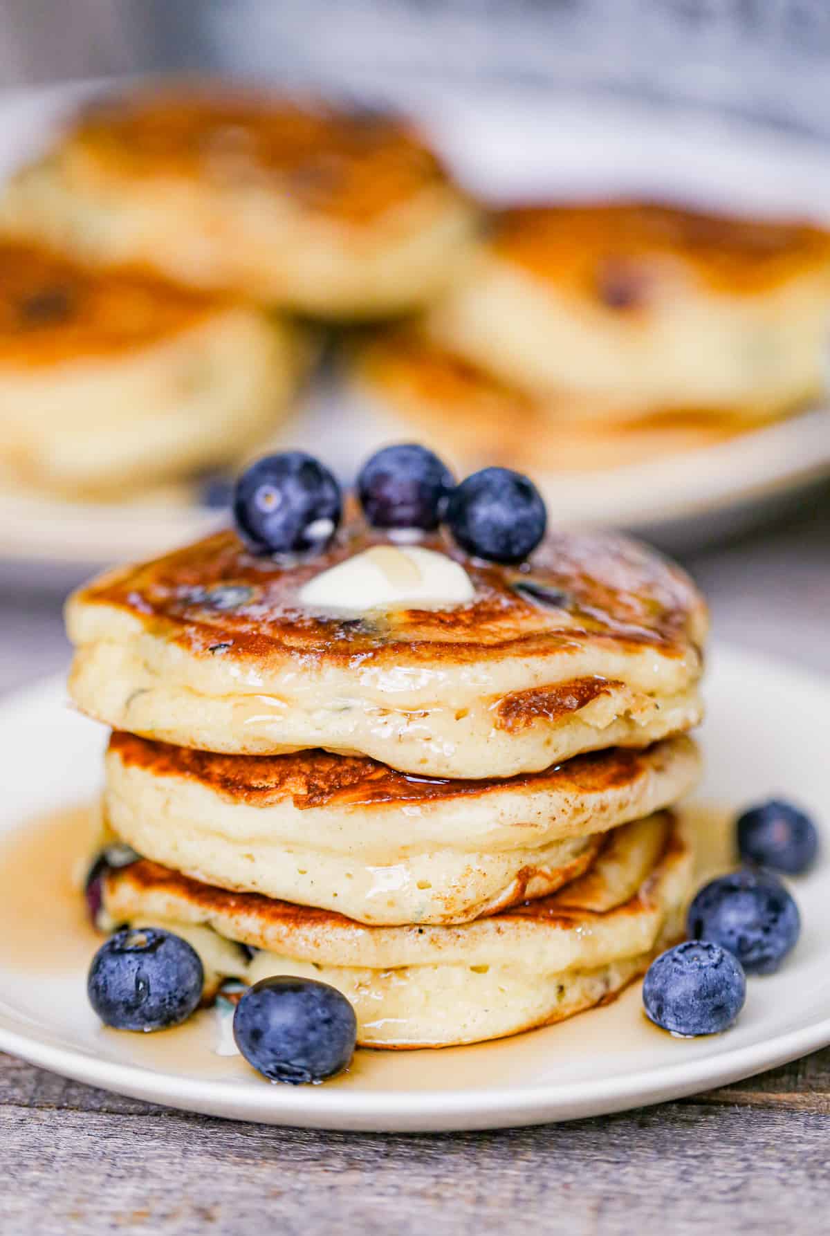 Fluffy Greek Yogurt Blueberry Pancakes