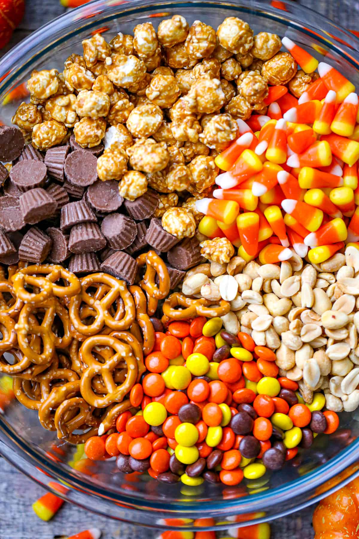 Fall Sweet & Salty Snack Mix candy corn recipe party peanut butter chocolate