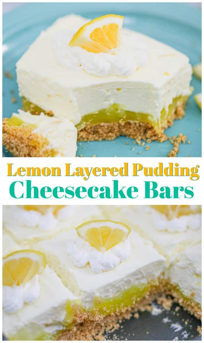 Lemon Layered Pudding Cheesecake Bars