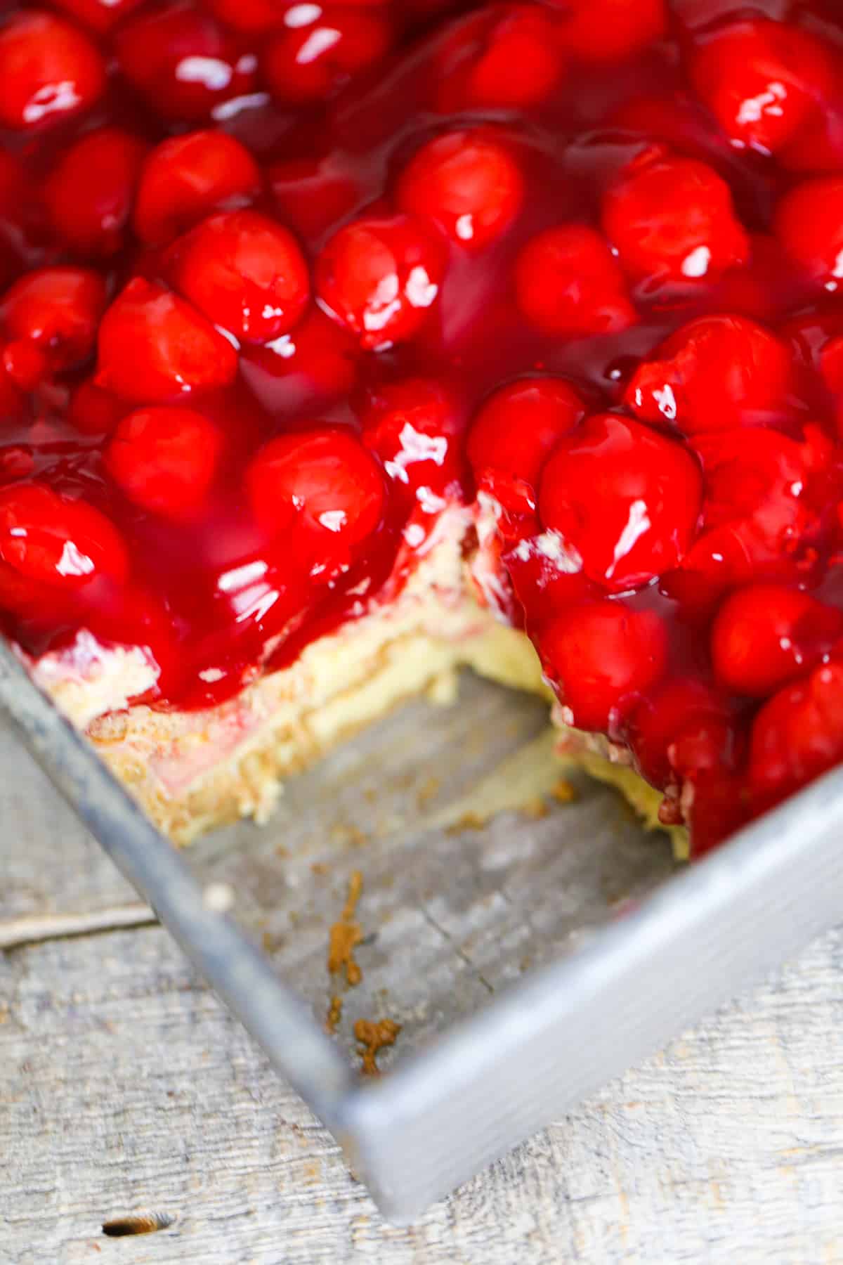 easy no bake cherry cheesecake layered dessert recipe