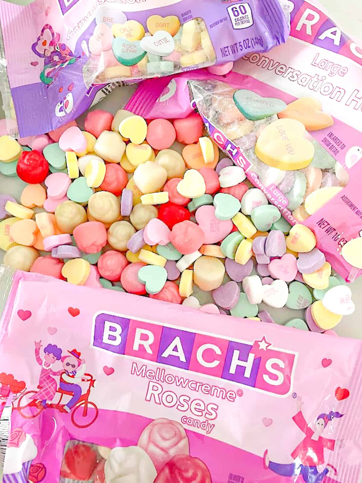 mellow cream roses, conversation hearts