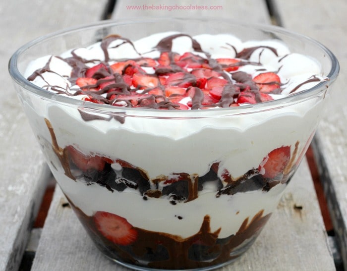 Chocolate Covered Strawberry Brownie Trifle Delight