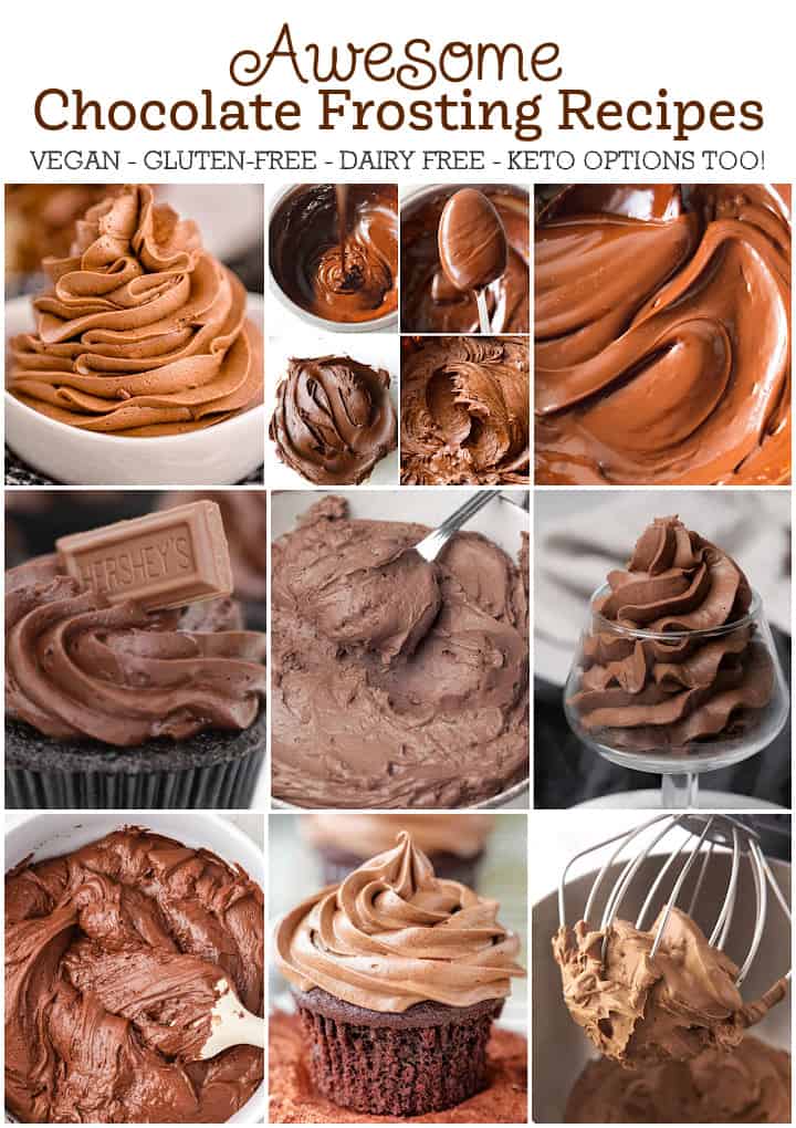 chocolate, whipped, swiss buttercream, cream cheese, vegan, gluten free keto frosting roundup