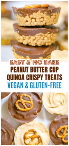 Healthy Peanut Butter Cup Quinoa Crispy Treats&nbsp;