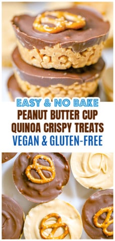 Healthy Peanut Butter Cup Quinoa Crispy Treats&nbsp;