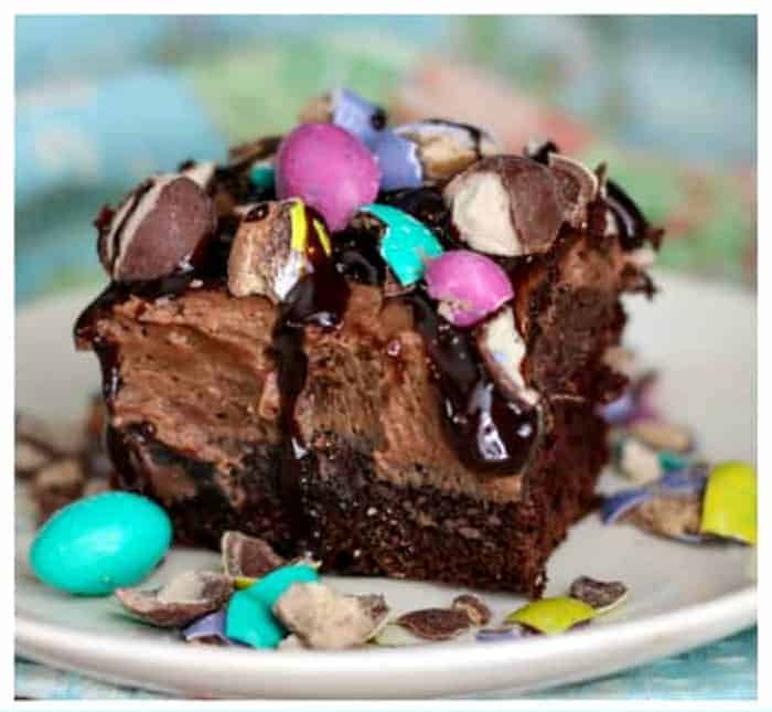 Chocolate Peanut Butter Malt Poke Cake
