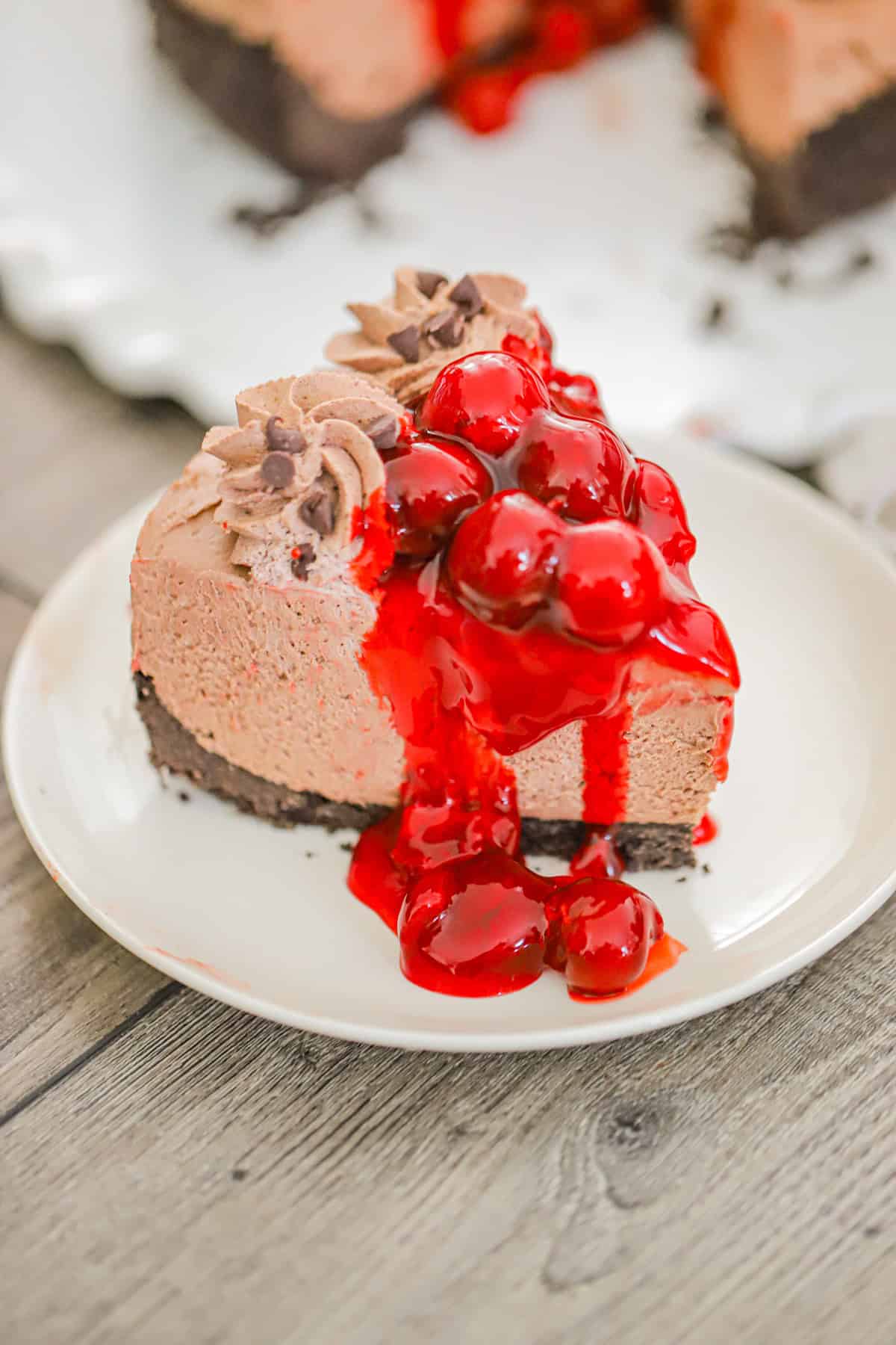 No Bake Chocolate Cherry Cheesecake