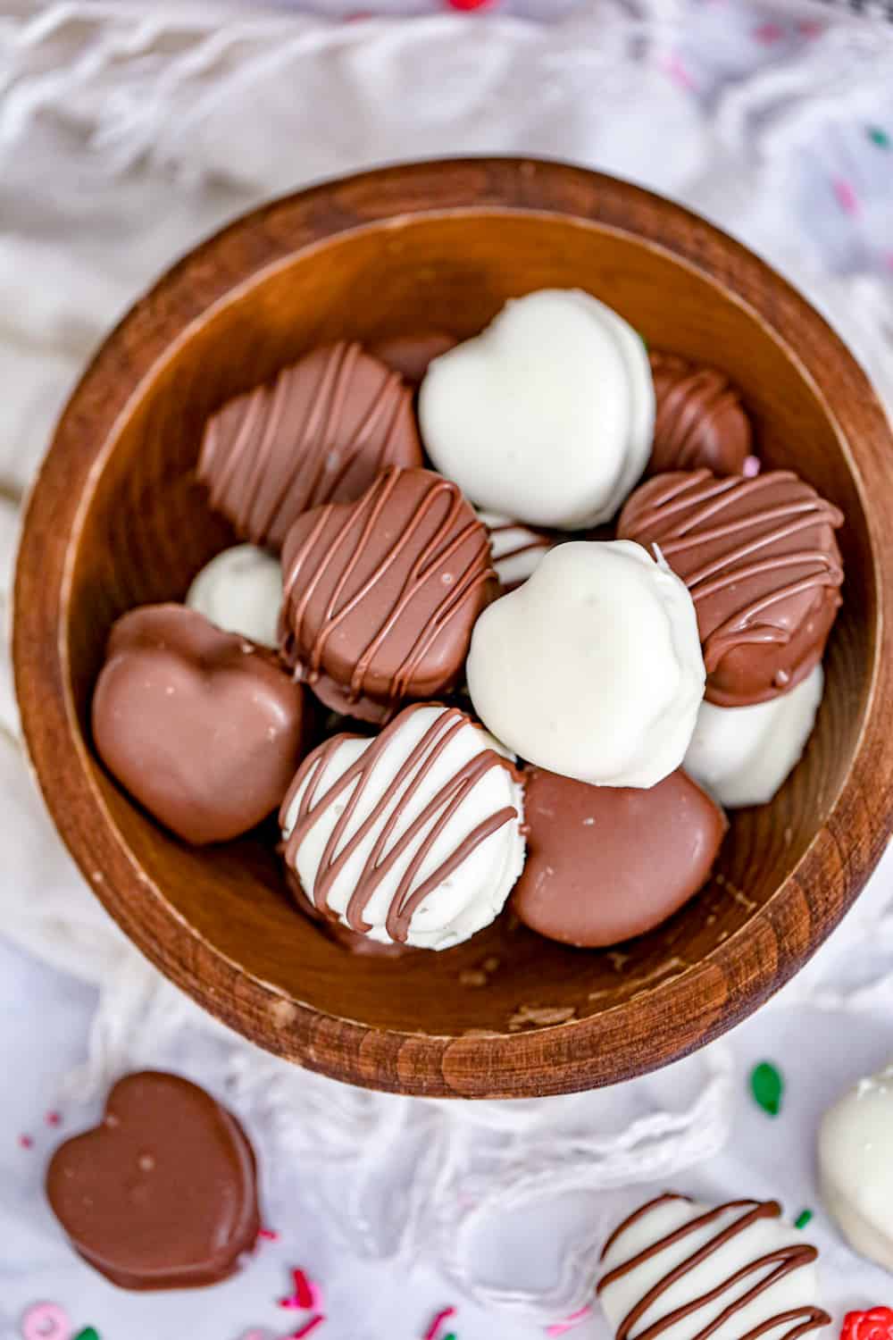 Chocolate Covered Peanut Butter Valentine Hearts