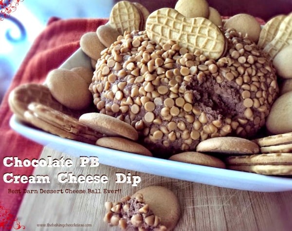 Chocolate PB Cream Cheese Dip with nilla wafers