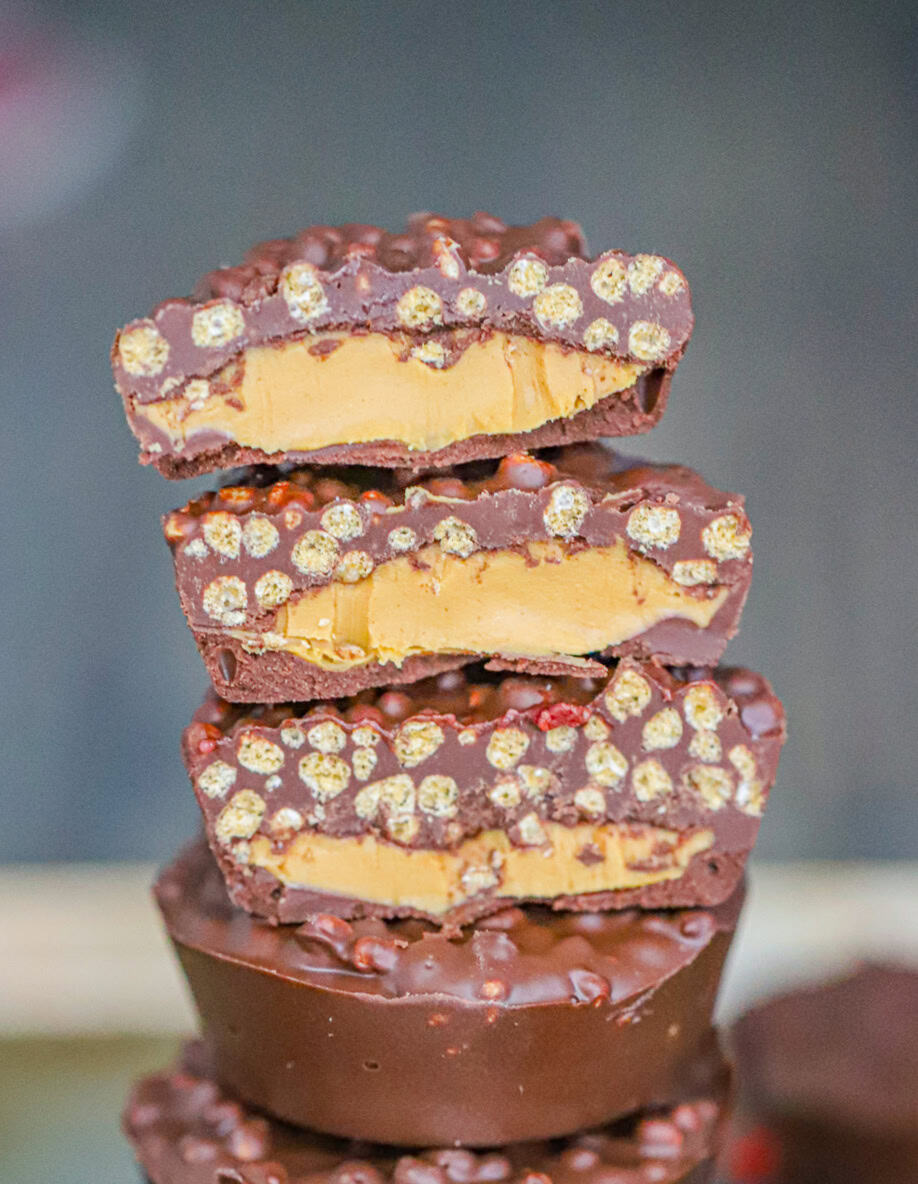 Chocolate Peanut Butter Crunch Cups (Strawberry too)