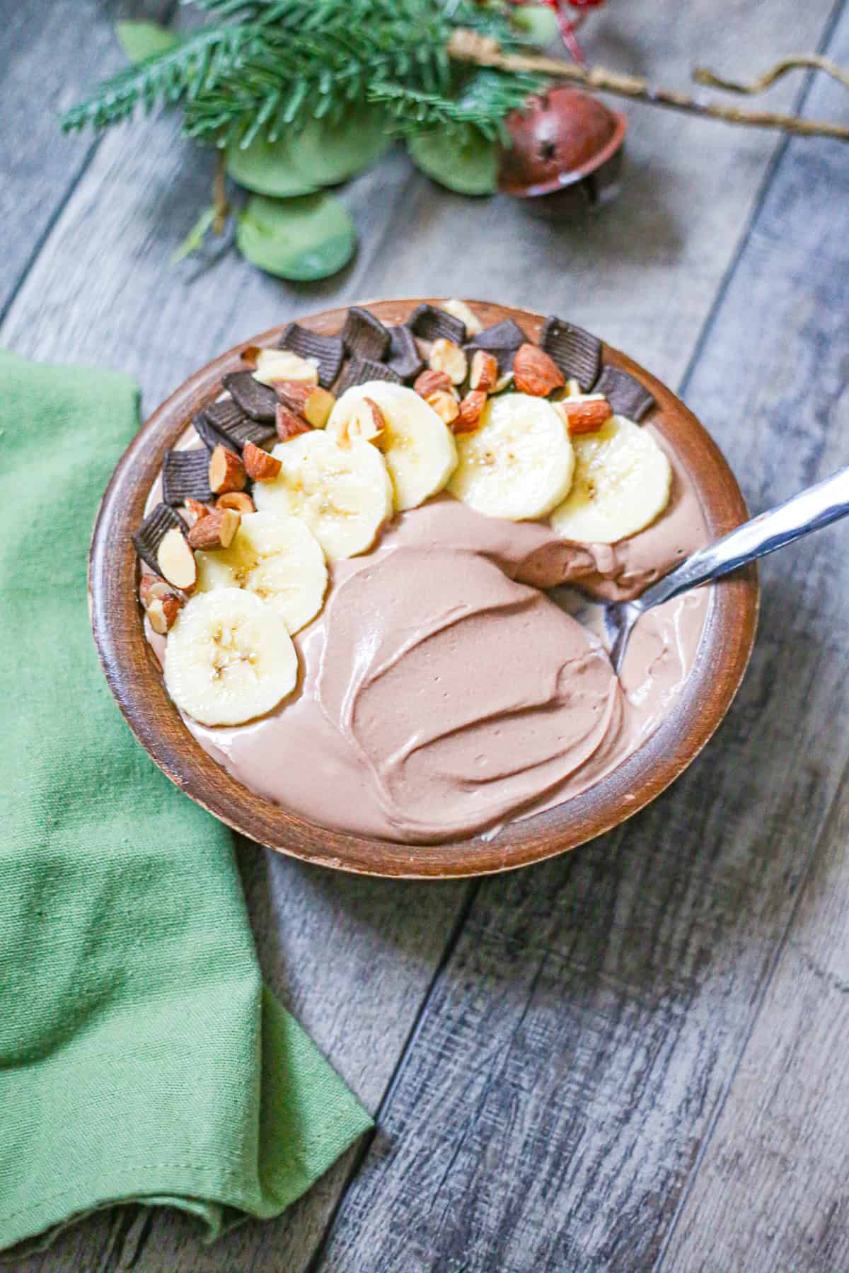 Chocolate Peanut Butter High Protein Smoothie Bowl - 46 Grams of Protein