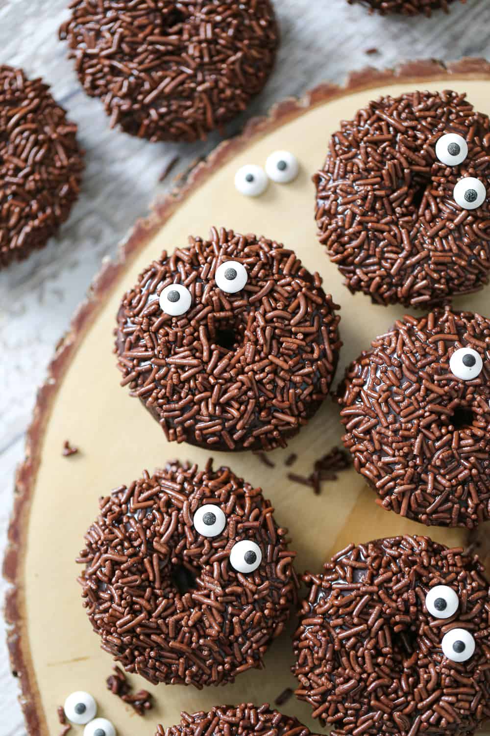 These Fun Chocolate Sprinkle Donuts make the most fun breakfast or party goodies and they&rsquo;re easy to mix up since they&rsquo;re baked instead of fried!&nbsp; These mini chocolate donuts are perfect for Halloween and when chocolate treats are on the radar!