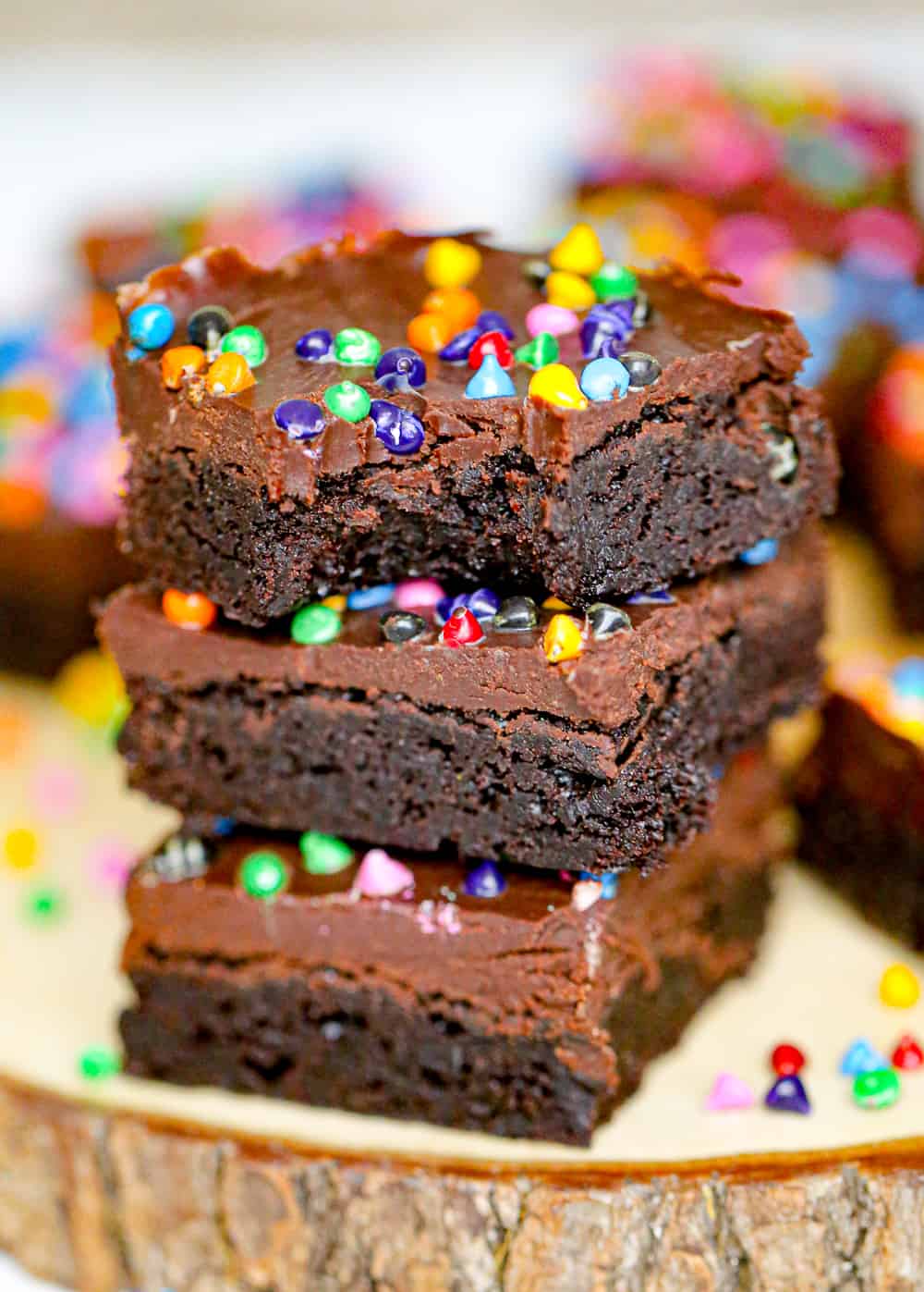 stack of homemade cosmic brownies