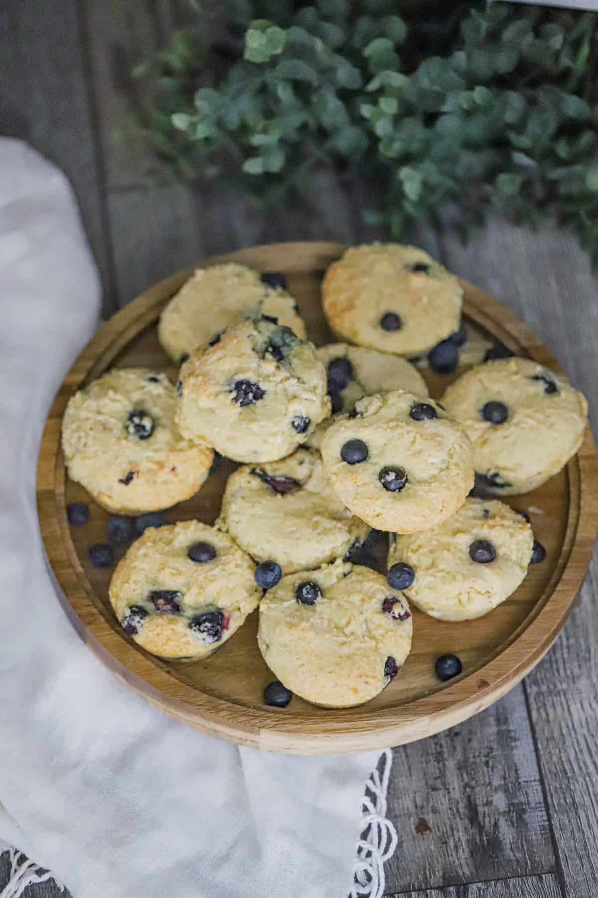 cottage cheese blueberry muffin on a napkin
