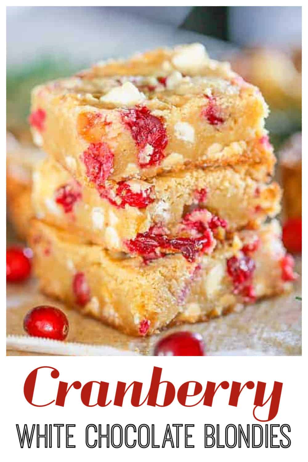 Cranberry white chocolate blondies
