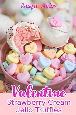 Strawberry Cream Jello Truffles using