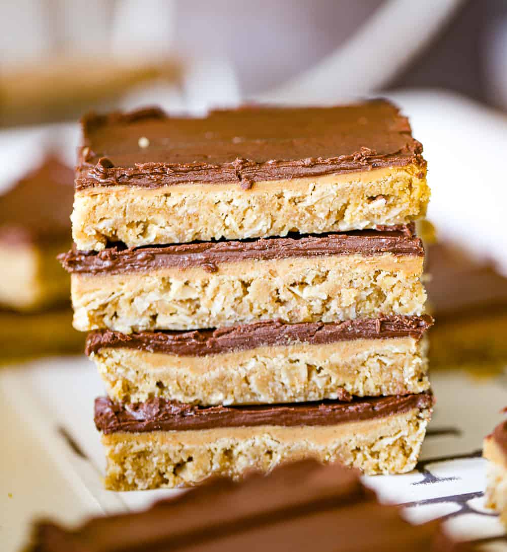 stack of lunch lady peanut butter oatmeal bars