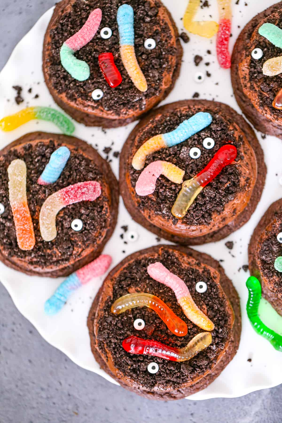 Gummy Worm Dirt Brownie Cookies