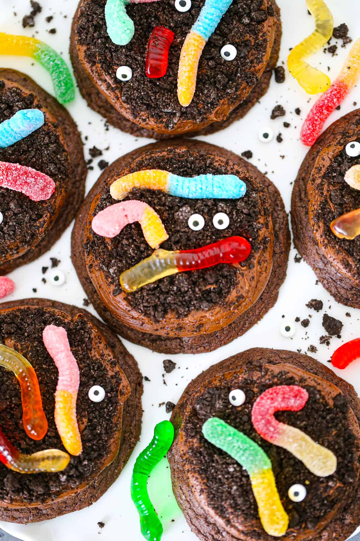 Gummy Worm Dirt Brownie Cookies