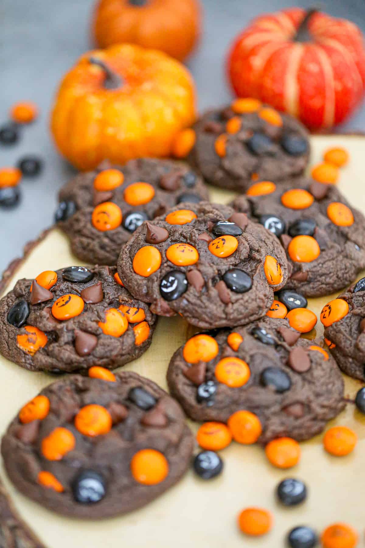 cake mix halloween cookies chocolate easy recipe orange black candies 