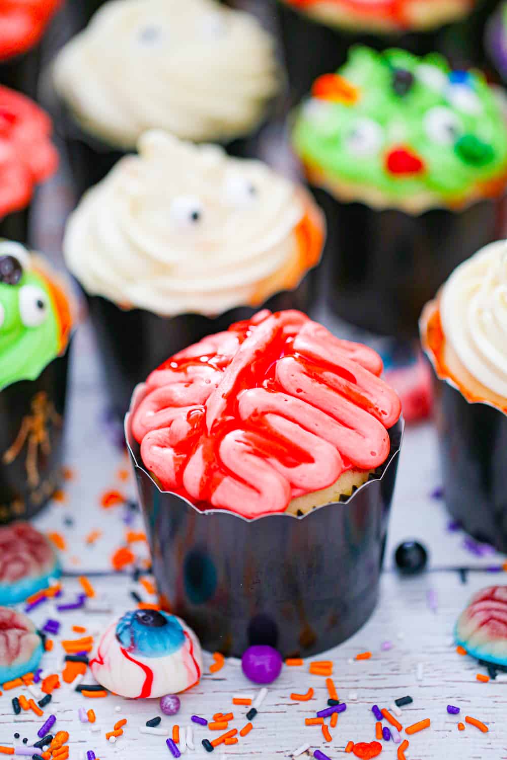 Easy Halloween Zombie Brain Cupcake Ideas