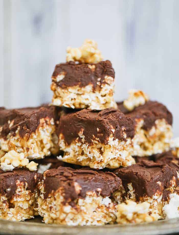Milk Chocolate Fudge Covered Popcorn Bars