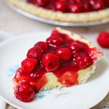 Raspberry Vanilla Custard Pudding Pie
