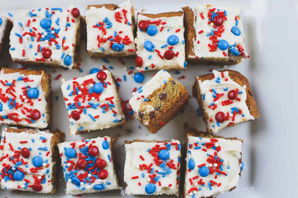 Red White and Blue Chocolate Chip Bars