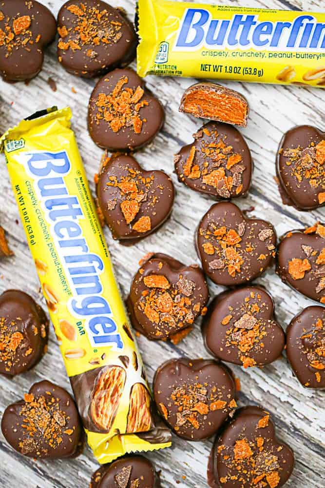 heart shaped truffles Butterfinger candy recipe