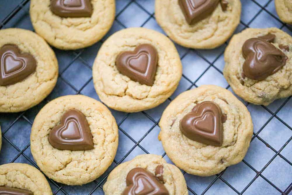 Chocolate Heart Peanut Butter Cookies recipe for valentine's day