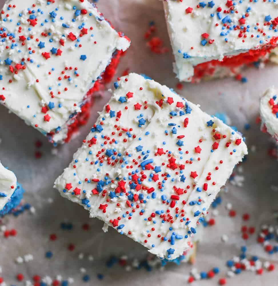Retro Red White and Blue Explosion Cake