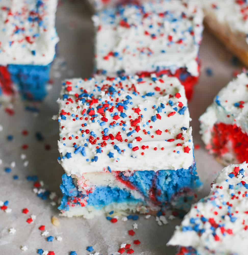 Retro Red White and Blue Explosion Cake