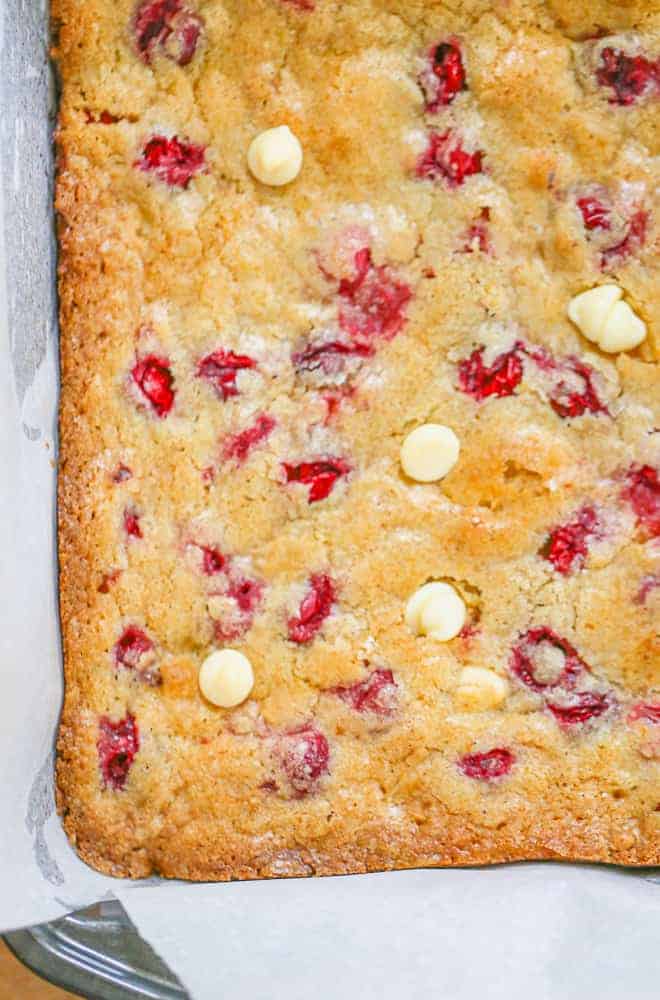 Holiday Cranberry White Chocolate Blondies