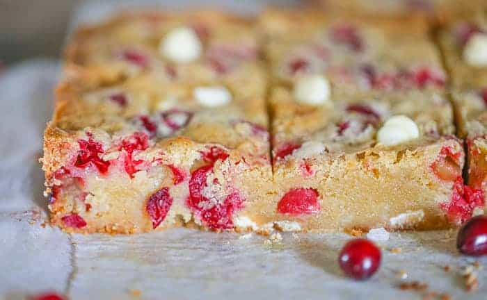 Holiday Cranberry White Chocolate Blondies