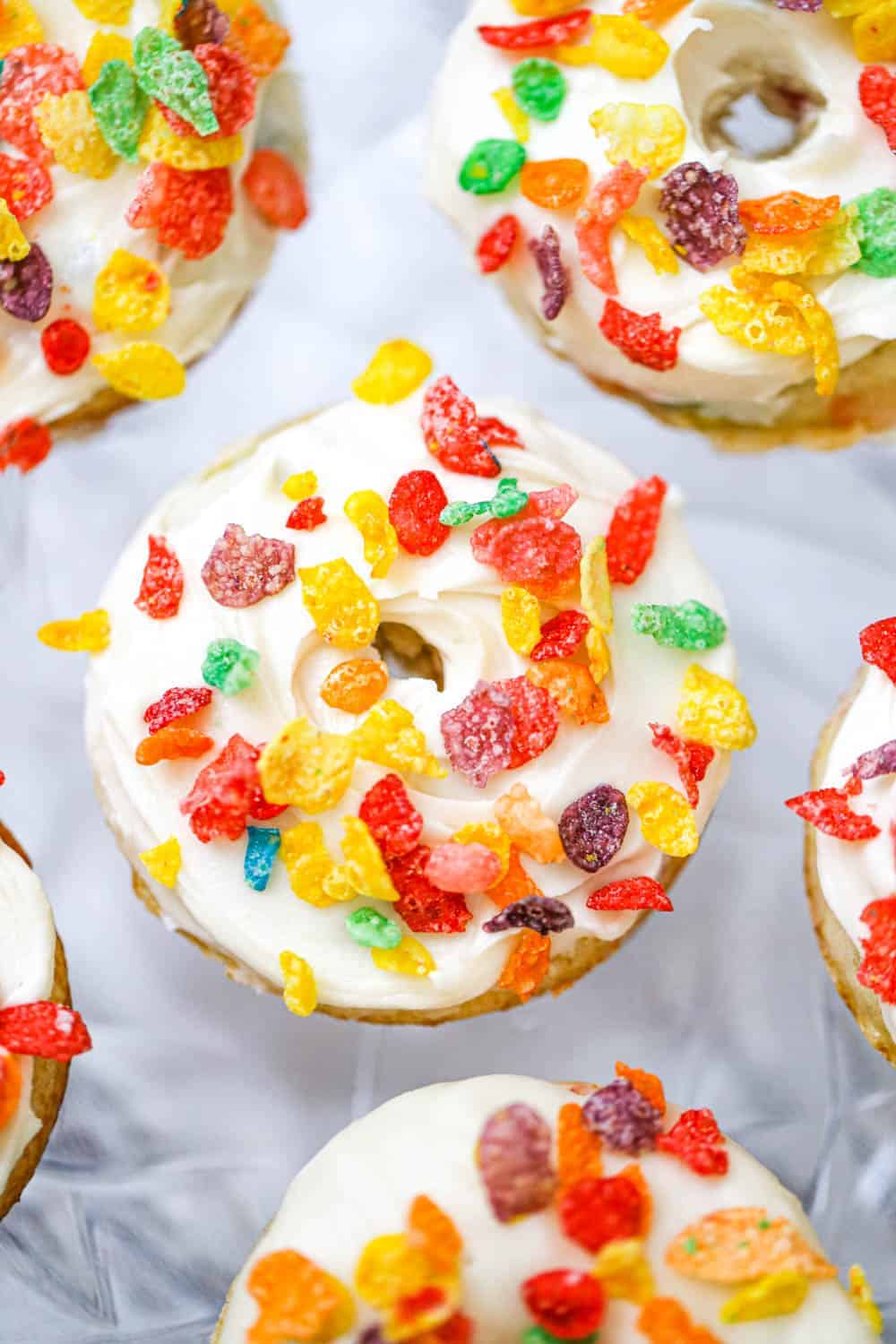 Fruity Pebbles Fluffy Baked Donuts