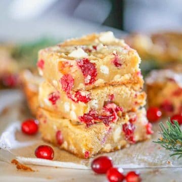 Holiday Cranberry White Chocolate Blondies