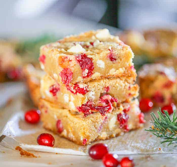 Holiday Cranberry White Chocolate Blondies