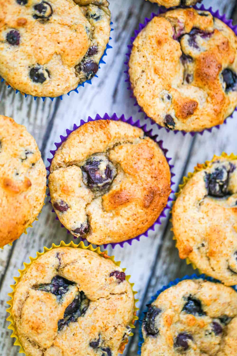 Healthy Whole Wheat Blueberry Muffins - Sugar Free & Vegan Options