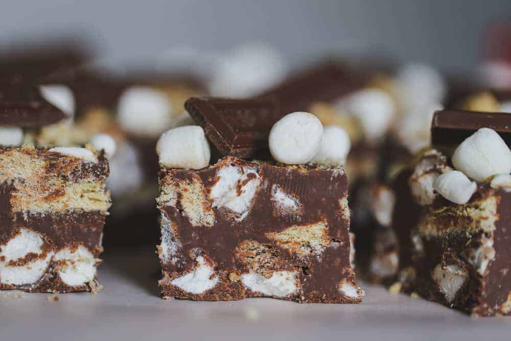 marshmallow, chocolate and graham cracker dessert