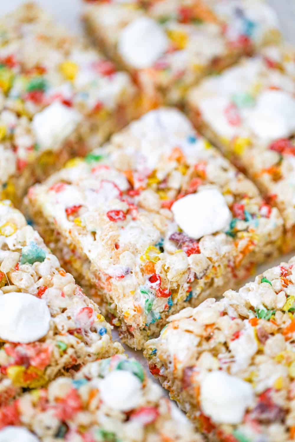 Rainbow fruity pebble Rice Krispie marshmallow Treats recipe