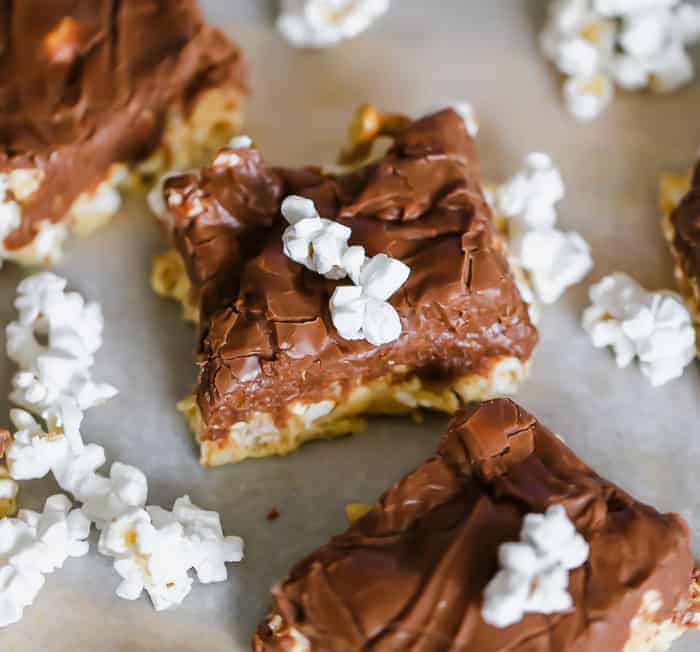 Milk Chocolate Fudge Covered Popcorn Bars