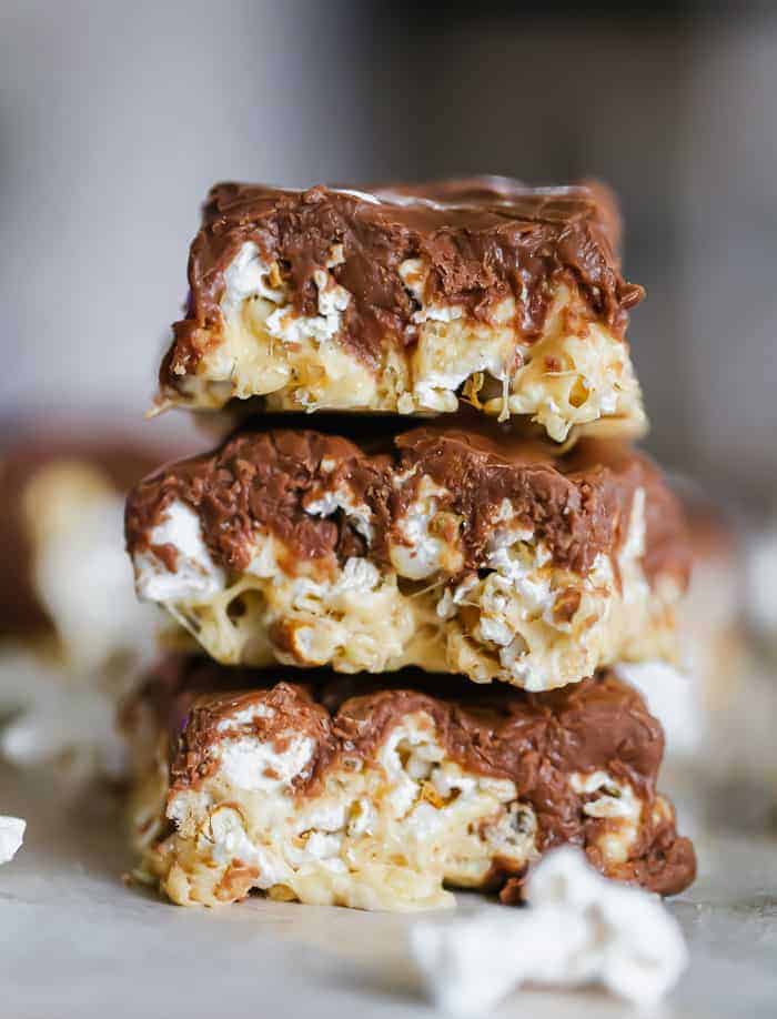 Milk Chocolate Fudge Covered Popcorn Bars