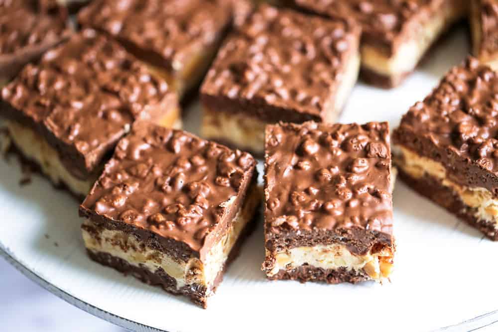 no bake chocolate peanut butter nutty crunch bars recipe
