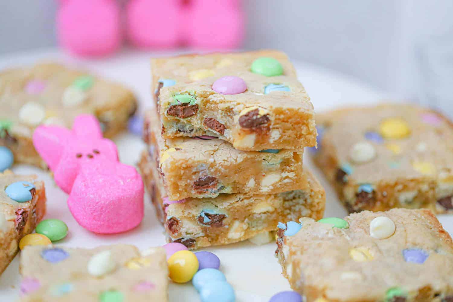 Easter M&M Chocolate Chip Blondies